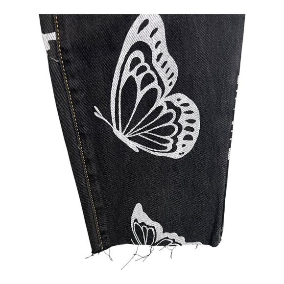 PacSun Butterfly Jeans Basic Casual Denim Pants High Rise Straight Raw Hem 26 - Picture 2 of 7